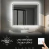 Miroir avec LED Illumination Salle de Bain - Naomi, 100x80 cm, Miroir Mural Avec Éclairage, Blanc Froid 7000K