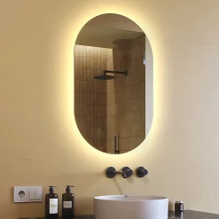 Miroir avec LED Illumination Salle de Bain (50x80cm) LED Lumineux Miroir avec Éclairage (TST106) Blanc Chaud 3000K