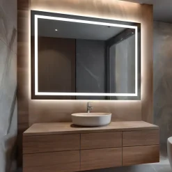 Miroir avec LED Illumination Salle de Bain - Bella, 70x70 cm, Miroir Mural Avec Éclairage, Blanc Froid 7000K
