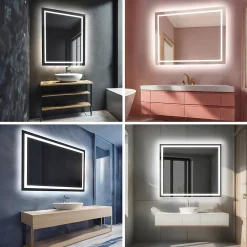 Miroir avec LED Illumination Salle de Bain - Bella, 70x70 cm, Miroir Mural Avec Éclairage, Blanc Froid 7000K