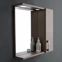 Miroir Avec Rangement Latéral Droit En Chêne Fumé Effet Bois