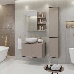 Miroir avec rangements de salle de bain GOBI coloris marron