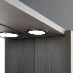 Miroir Avec Unité Murale Droite En Chêne Gris Effet Bois Et Spot Led 58Cm