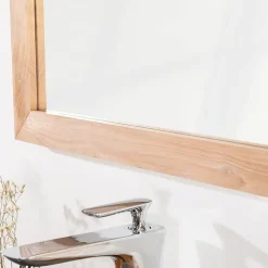 Miroir carré en teck massif 70 cm