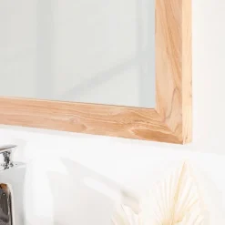 Miroir carré en teck massif 70 cm