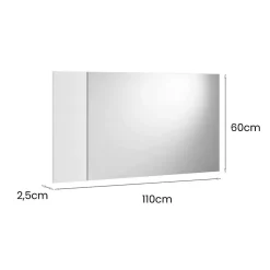 Miroir Coriando, Miroir d'entrée décoratif, Article d'ameublement mural avec profil latéral, 110x3h60 cm, Blanc