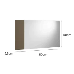 Miroir Coriando, Miroir d'entrée décoratif, Article d'ameublement mural avec profil latéral, 110x3h60 cm, Blanc et Marron