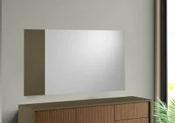 Miroir Coriando, Miroir d'entrée décoratif, Article d'ameublement mural avec profil latéral, 110x3h60 cm, Blanc et Marron