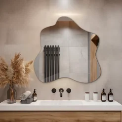 Miroir décoratif Tulup 48 x 48 cm sans cadre avec design fluide et organique