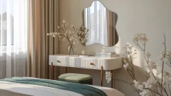 Miroir décoratif Tulup 48 x 48 cm sans cadre avec design fluide et organique