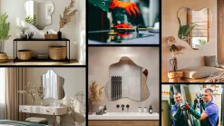 Miroir décoratif Tulup 48 x 48 cm sans cadre avec design fluide et organique