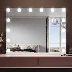 Miroir de Maquillage Éclairage LED Sirhona 80x60x10 cm + Bluetooth + Loupe 10X + Port USB + Température à Tricolore