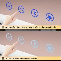 Miroir de Maquillage Éclairage LED Sirhona 58x46x10 cm + Bluetooth + Loupe 10X + Port USB + Température à Tricolore