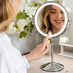 Miroir De Maquillage Lumineux LED Rechargeable Chrome, grossissement 1-10x