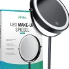 Miroir De Maquillage Lumineux LED Rechargeable Noir, Grossissement 1-10x