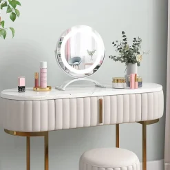 Miroir de Maquillage Pivotant 3 Couleurs et Luminosité Réglables Contrôle Tactile