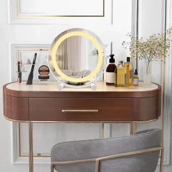 Miroir de Maquillage Pivotant 3 Couleurs et Luminosité Réglables Contrôle Tactile