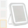 Miroir de Maquillage Rectangulaire 3 Couleurs et Luminosités réglables avec Support en Métal Contrôle Tactile