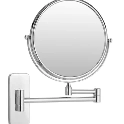 Miroir de maquillage Rond double face Grossissant argent