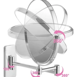 Miroir de maquillage Rond double face Grossissant argent