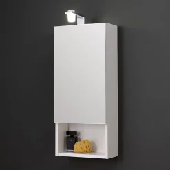 Miroir De Rangement À Une Porte Avec Lampe Led Et Compartiment Ouvert