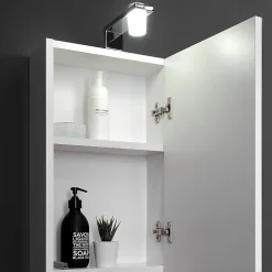 Miroir De Rangement À Une Porte Avec Lampe Led Et Compartiment Ouvert