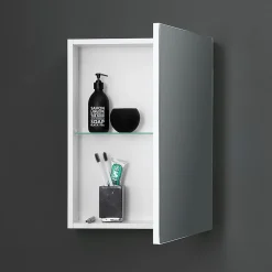 Miroir De Rangement Mural À Une Porte Avec Tablette Interne En Verre