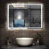 Miroir de salle de bain à LED, dimmable et mémoire, 100x70cm miroir lumineux anti-buée, AICA SANITAIRE