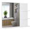 Miroir de salle de bain avec étagères - 2 étagères latérales + grande étagère inférieure - kit installation fourni - MDF blanc