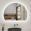 Miroir de salle de bain asymétrique 100x80cm led Demi-cercle Mirror 3 Colours Dimmable + Anti-buée + Mémoire, AICA SANITAIRE