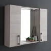 Miroir De Salle De Bain Avec 2 Étagères Latérales En Chêne Gris.