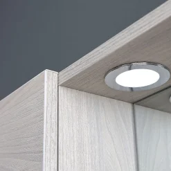 Miroir De Salle De Bain Avec 2 Étagères Latérales En Chêne Gris.