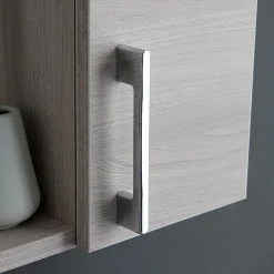 Miroir De Salle De Bain Avec 2 Étagères Latérales En Chêne Gris.