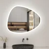 Miroir de salle de bain asymétrique 80x65cm led Teardrop Mirror 3 Colours Dimmable + Anti-buée + Mémoire, AICA SANITAIRE