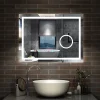Miroir de salle de bain Bluetooth 80x60 cm, LED tricolore + loupe + mémoire + dimmable + anti-buée, IP44, AICA SANITAIRE