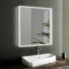 Miroir de salle de bain carré avec lumière LED - lumière blanche froide (5700K) - 60 x 60cm - Modèle Oslo