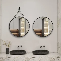 Miroir de salle de bain ceinture noire 50 cm, AICA SANITAIRE