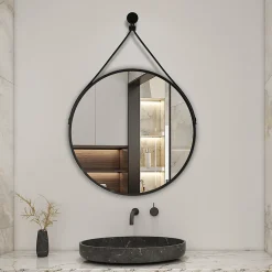 Miroir de salle de bain ceinture noire 60 cm, AICA SANITAIRE