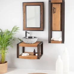 Miroir de salle de bain Elégance bois métal 60x80