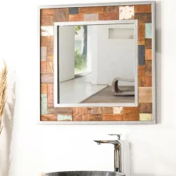 Miroir de salle de bain Factory teck métal 70x70