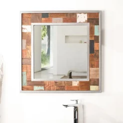 Miroir de salle de bain Factory teck métal 70x70