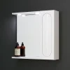 Miroir De Salle De Bain Inglesina Blanc Avec Tablette Inférieure, Unité Murale Droite Et Spot Led