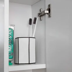 Miroir De Salle De Bain Inglesina Blanc Avec Tablette Inférieure, Unité Murale Droite Et Spot Led