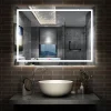 Miroir de salle de bain LED dimmable, avec mémoire et anti-buée, 110x80cm, IP44, AICA SANITAIRE