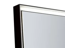Miroir de salle de bain lumineux rectangulaire anti-buée avec étagère intégrée - Contour noir mat - 60 x 80 cm - VALONERA