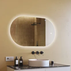 Miroir de salle de bain lumineux - ARTFORMA - Ovale - 120x70cm - LED Dual + Interrupteur tactile