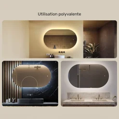 Miroir de salle de bain lumineux - ARTFORMA - Ovale - 120x70cm - LED Dual + Interrupteur tactile