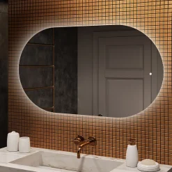 Miroir de salle de bain lumineux - ARTFORMA - Ovale - 120x70cm - LED Dual + Interrupteur tactile