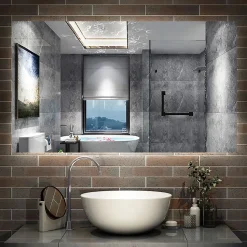 Miroir de salle de bain LED, 120x70cm, mémoire + dimmable + anti-buée, IP44, 6000K blanc, AICA SANITAIRE