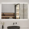 Miroir de salle de bain LED 120x70 cm rétro-éclairé sans cadre avec anti-buée + mémoire + dimmable, AICA SANITAIRE